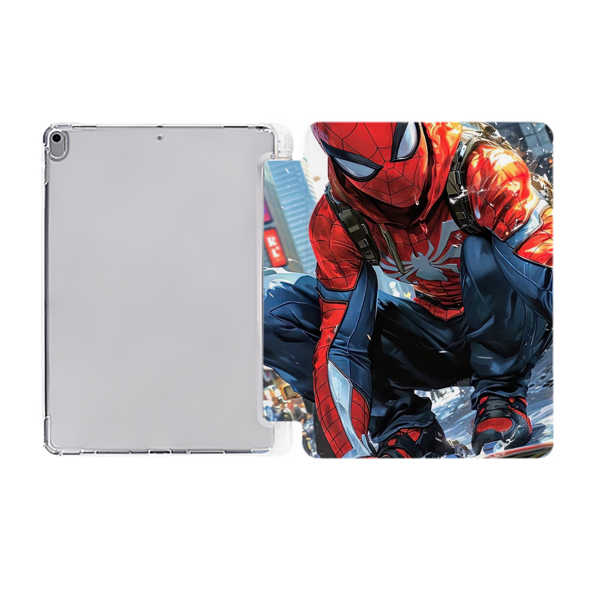 （画像用） Spider Man スパイダーマン IPad ケース ペン収納付き 三つ折りスタンド PUレザー×シリコン 対応機種9.5/10.5/10.9インチ